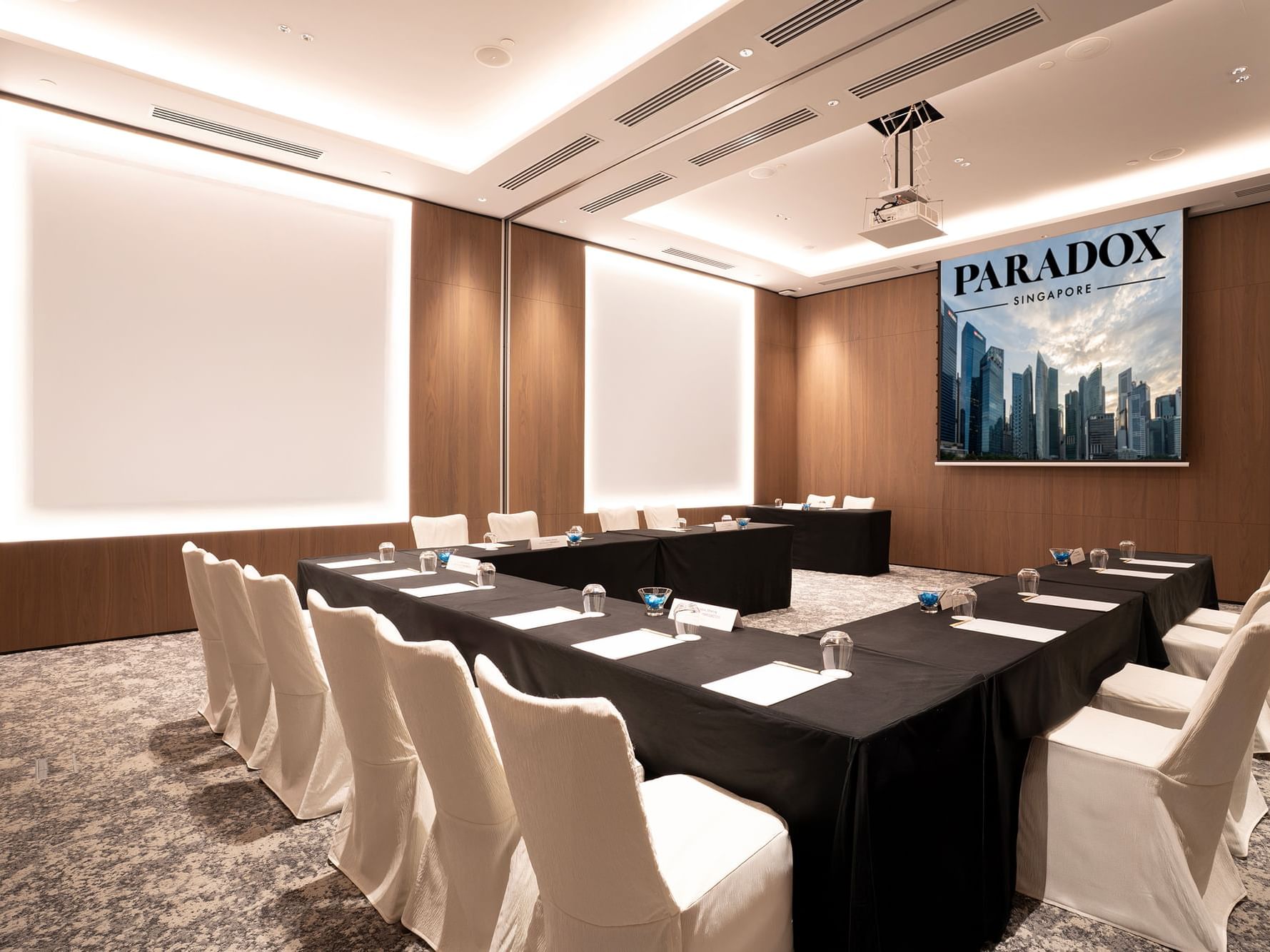 U-shape meeting setup in Elmwood room at Paradox Singapore.