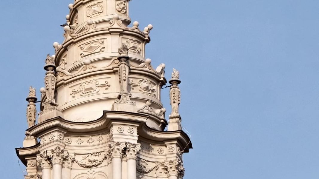 Close-up of a building top in Sant'Ivo alla Sapienza near Rome Luxury Suites