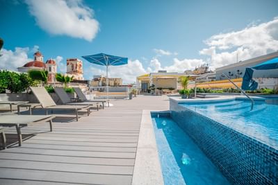 Rooftop terrace overlooking the Cathedral with pool