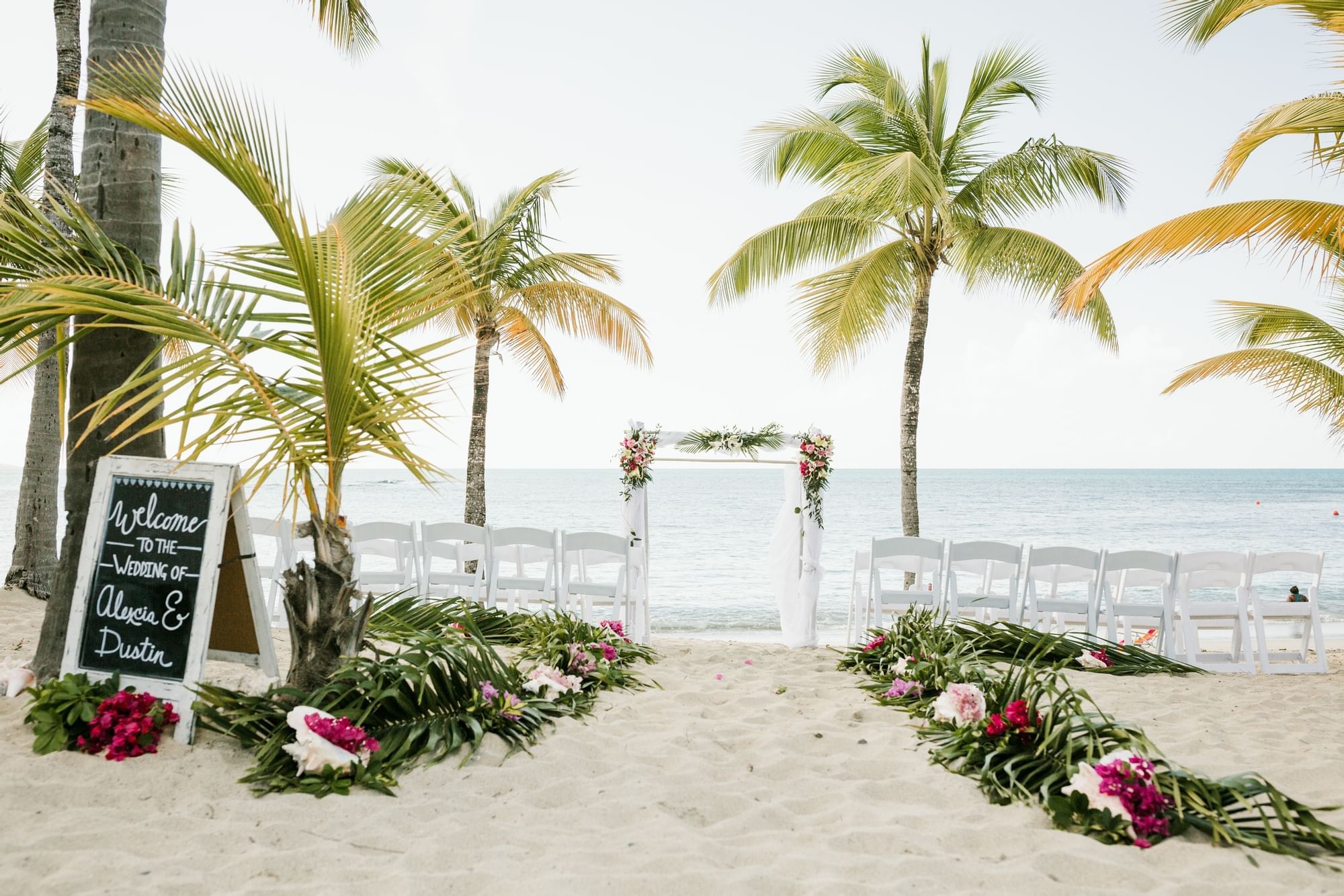 Wedding aisle decors at the beach in The Buccaneer Hotel