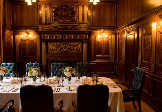 Classic designed Dinner setup in historic room, Edwardian Hotels Group