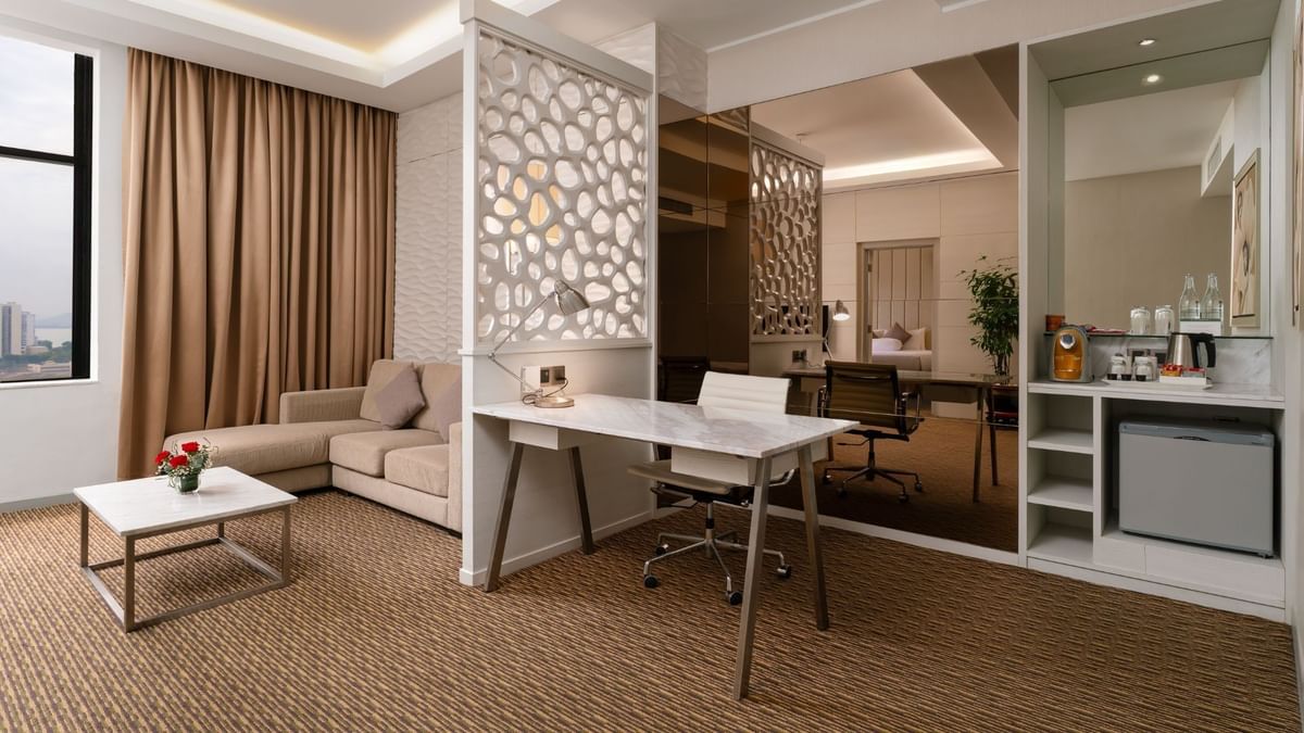 Living room layout of the Premier Suite Room in Sunway Hotel Georgetown Penang