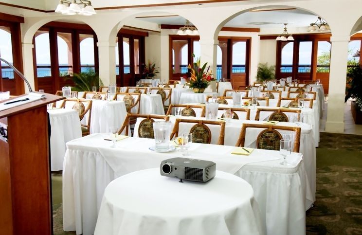 Brass Parrot Meeting venue with podium and projector