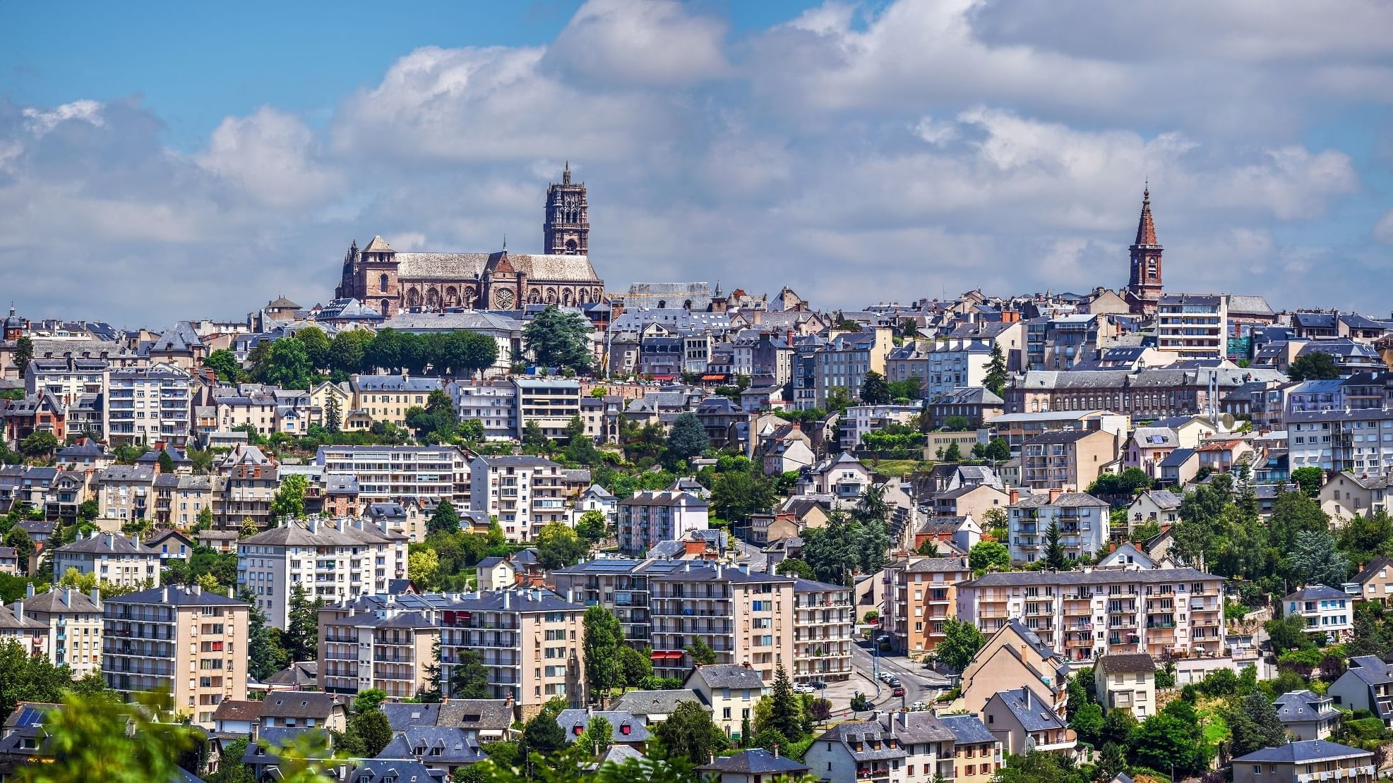 Wide view of Rodez town near The Originals Hotels