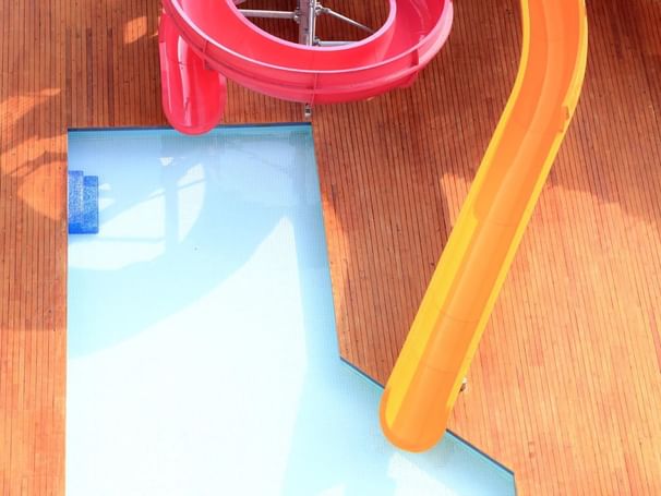 Aerial view of the waterslide at Design Plus Seya Beach Hotel