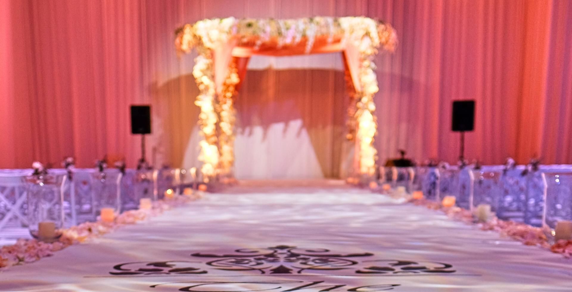 Chuppa Jewish wedding ceremony set up at Gorse Hill in Surrey