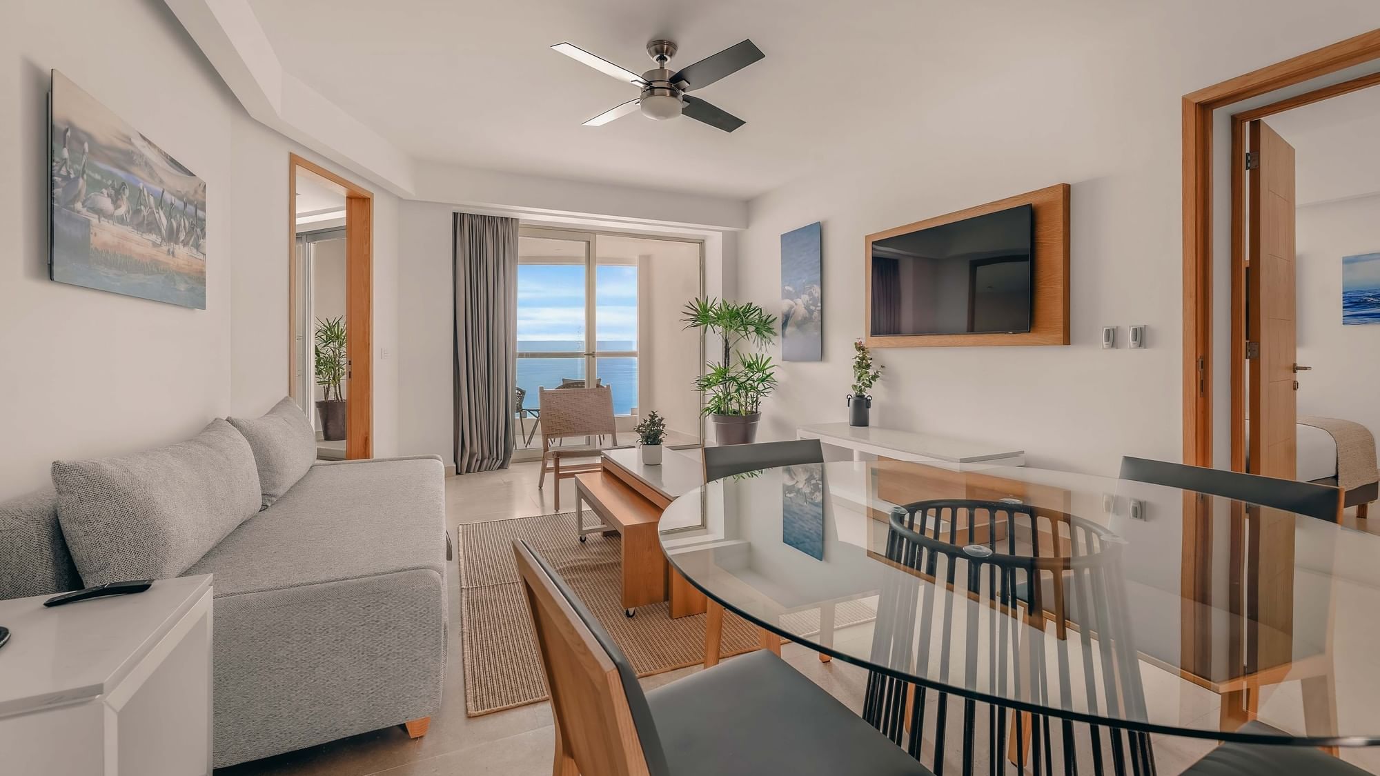 Premium Suite living & dining area at  Sunset Plaza Beach Resort & Spa, top luxury hotels in Guadalajara, with sea view