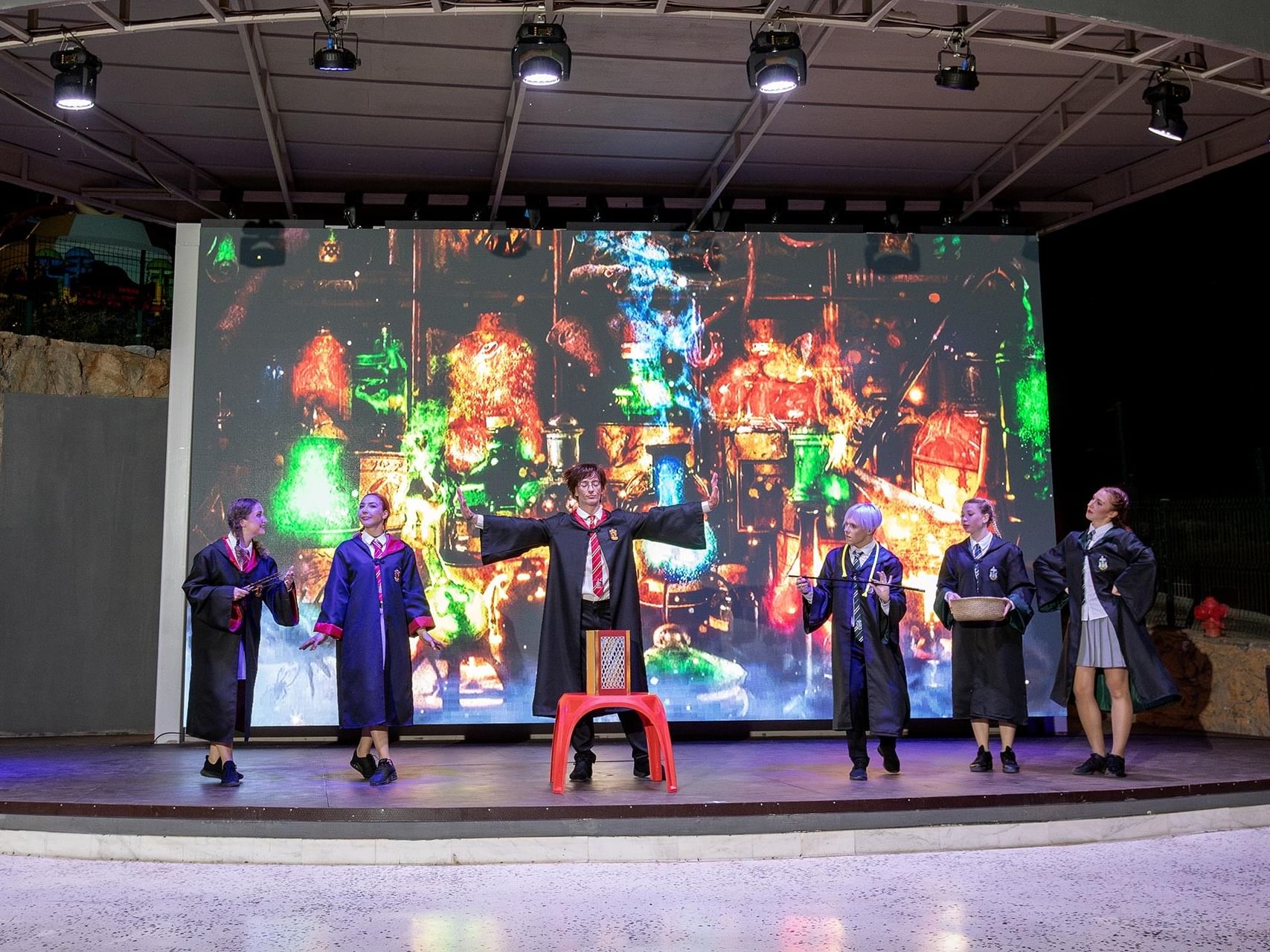 The stage at Titanic Luxury Collection Bodrum is enchanted by a captivating performance.