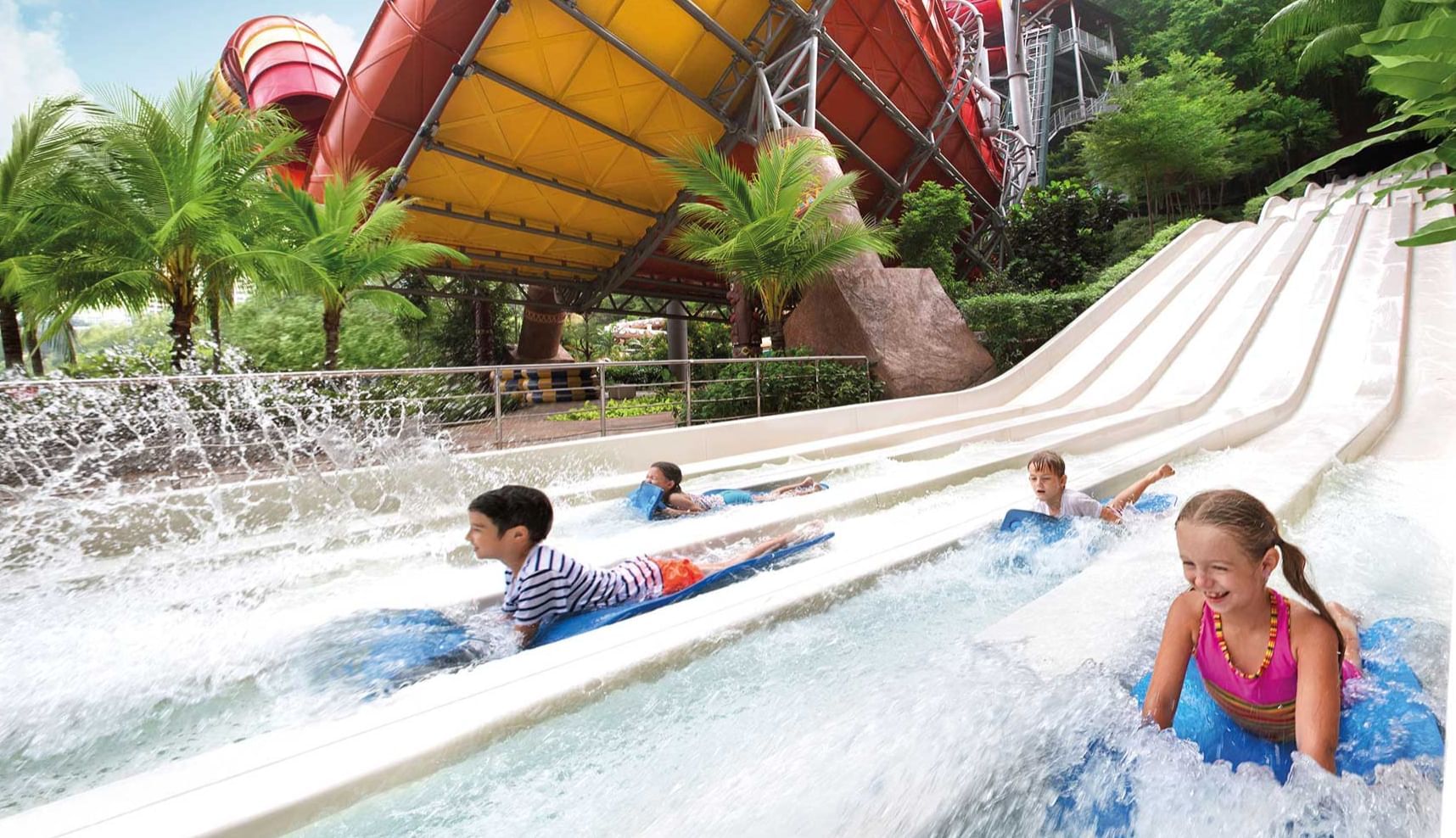Kids water sliding at water park near Sunway Hotel Pyramid