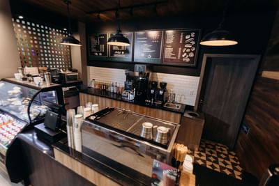 High-angle view of El Cafe counter at Araiza San Luis