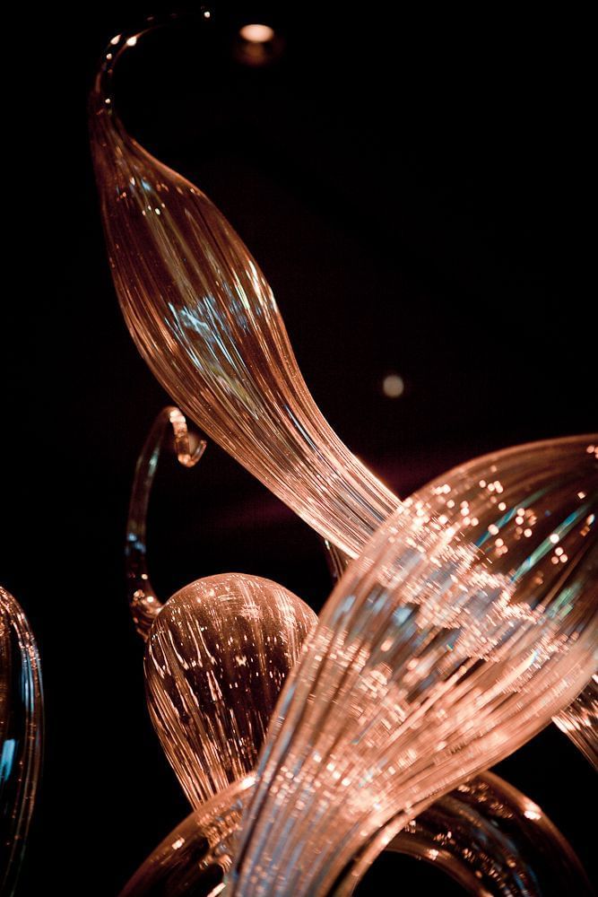 Close-up of glass swan sculpture at Umstead Hotel and Spa