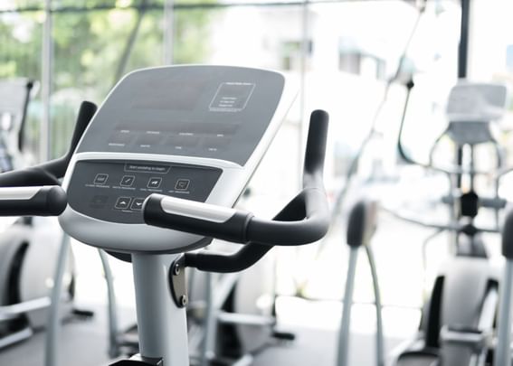 Close-up of an exercise bike in the Fitness Center at Gorges Grant Hotel