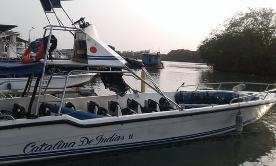 Catalina commercial boat on a river near Hotel Isla Del Encanto