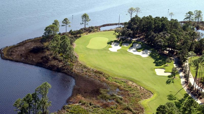 Aerial View of a Golf Course near WaterColor Inn