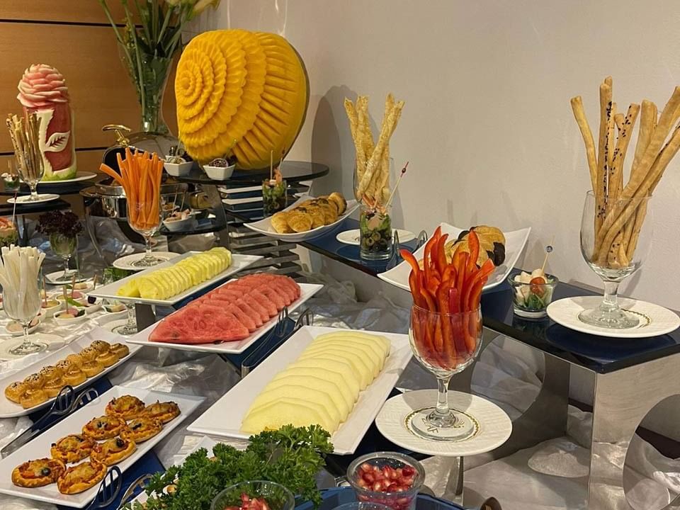 Buffet table in Al Multazim Restaurant at Elaf Al Mashaer