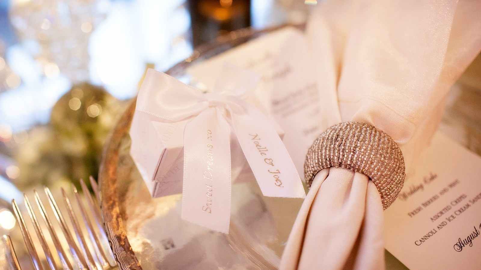 Napkin holder and wedding menus
