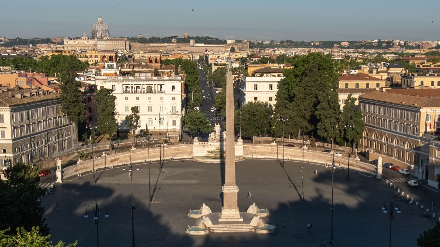 High-angle view of Piazza del Popolo near Rome Luxury Suites