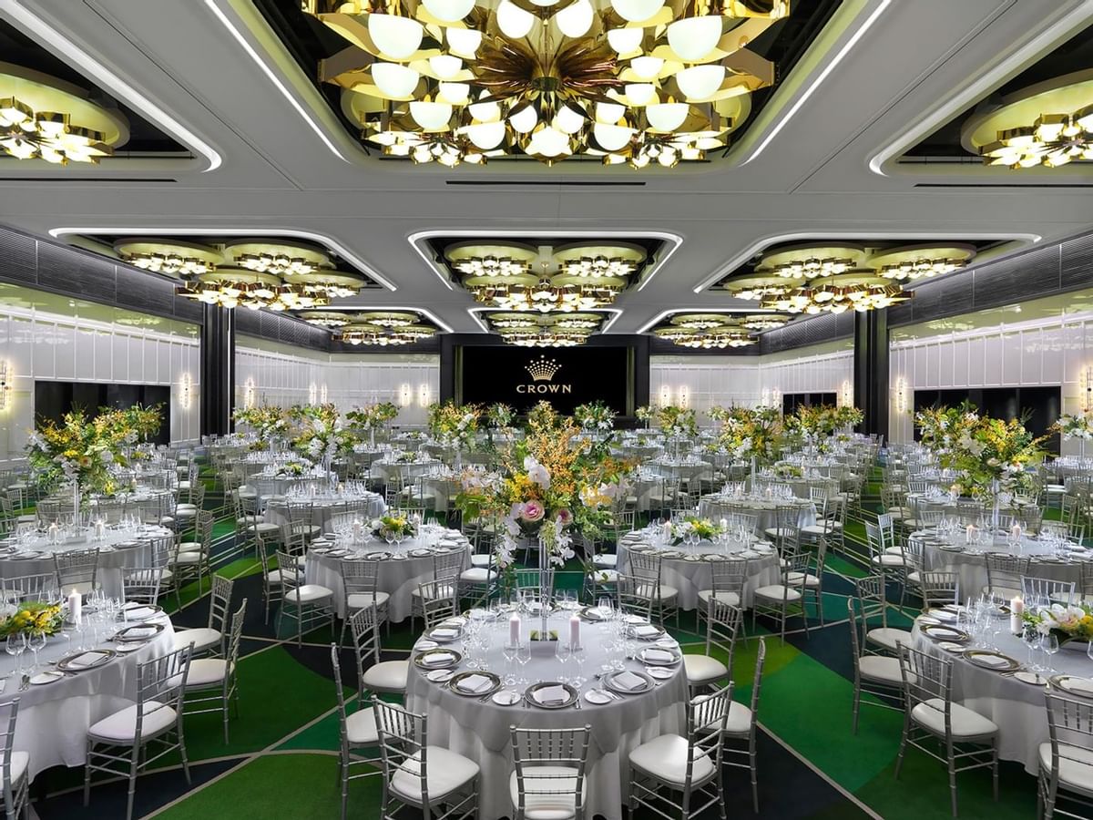 Banquet setup in Crown Ballroom at Crown Hotel Perth