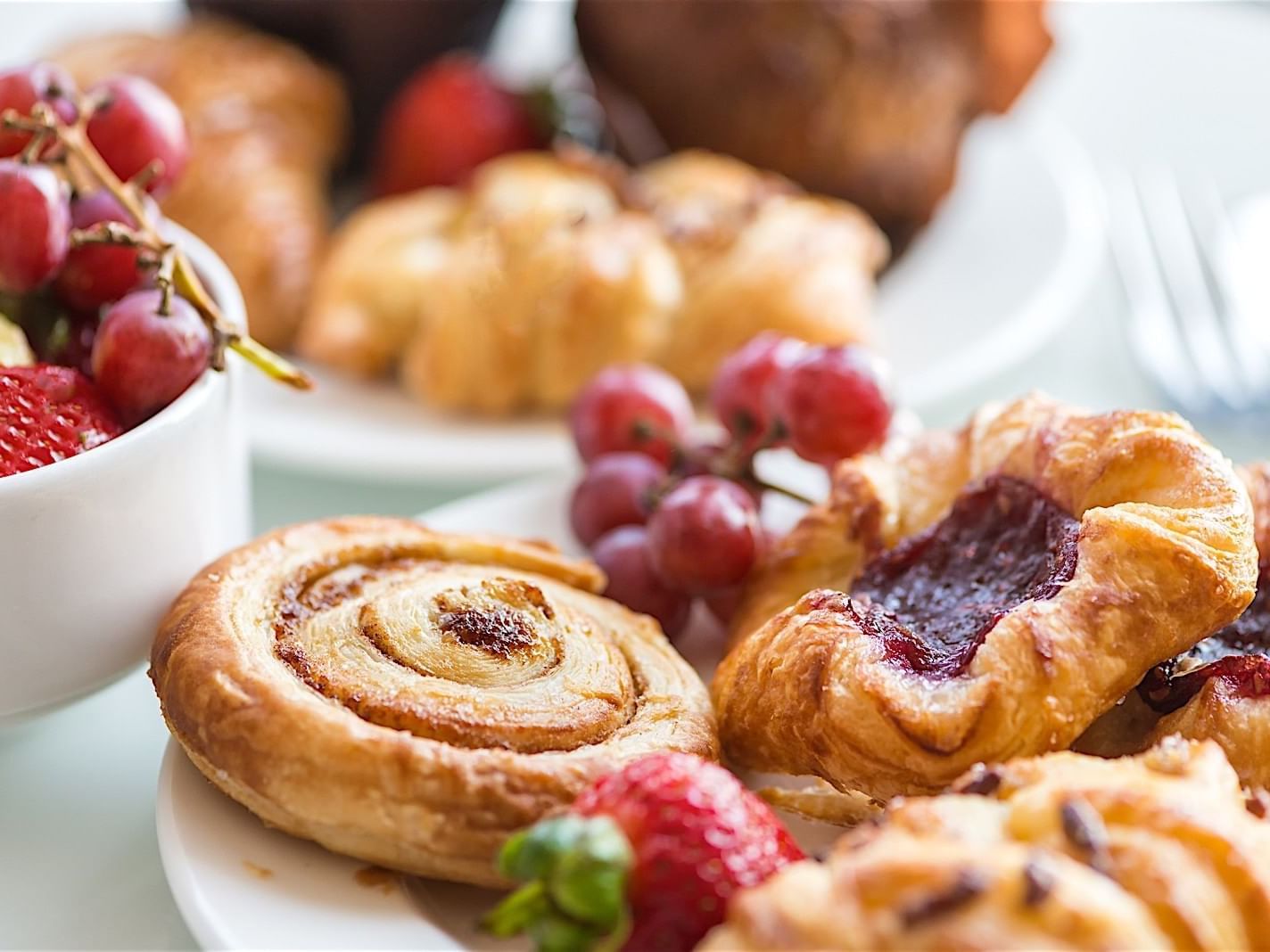 Closeup of Danish pastries in Coco Patch at Accra Hotels