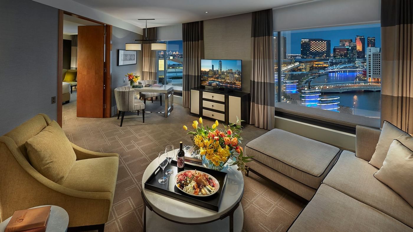 Executive Suite living area at Crown Hotels
