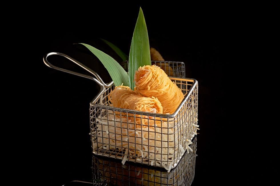 Image 28: Deep fried prawn roll served, Min Jiang, Goodwood Park Hotel