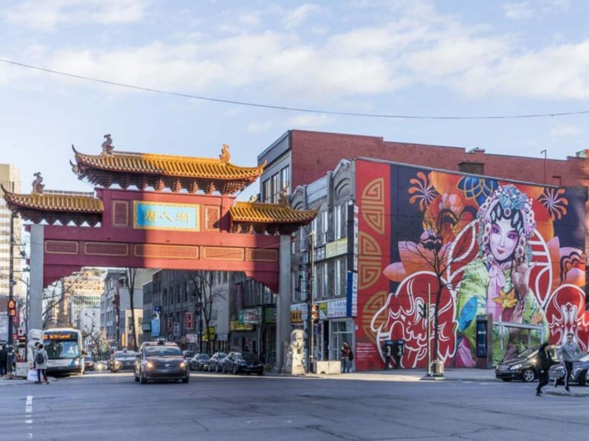 Buildings in Montreal Chinatown near Honeyrose Hotel