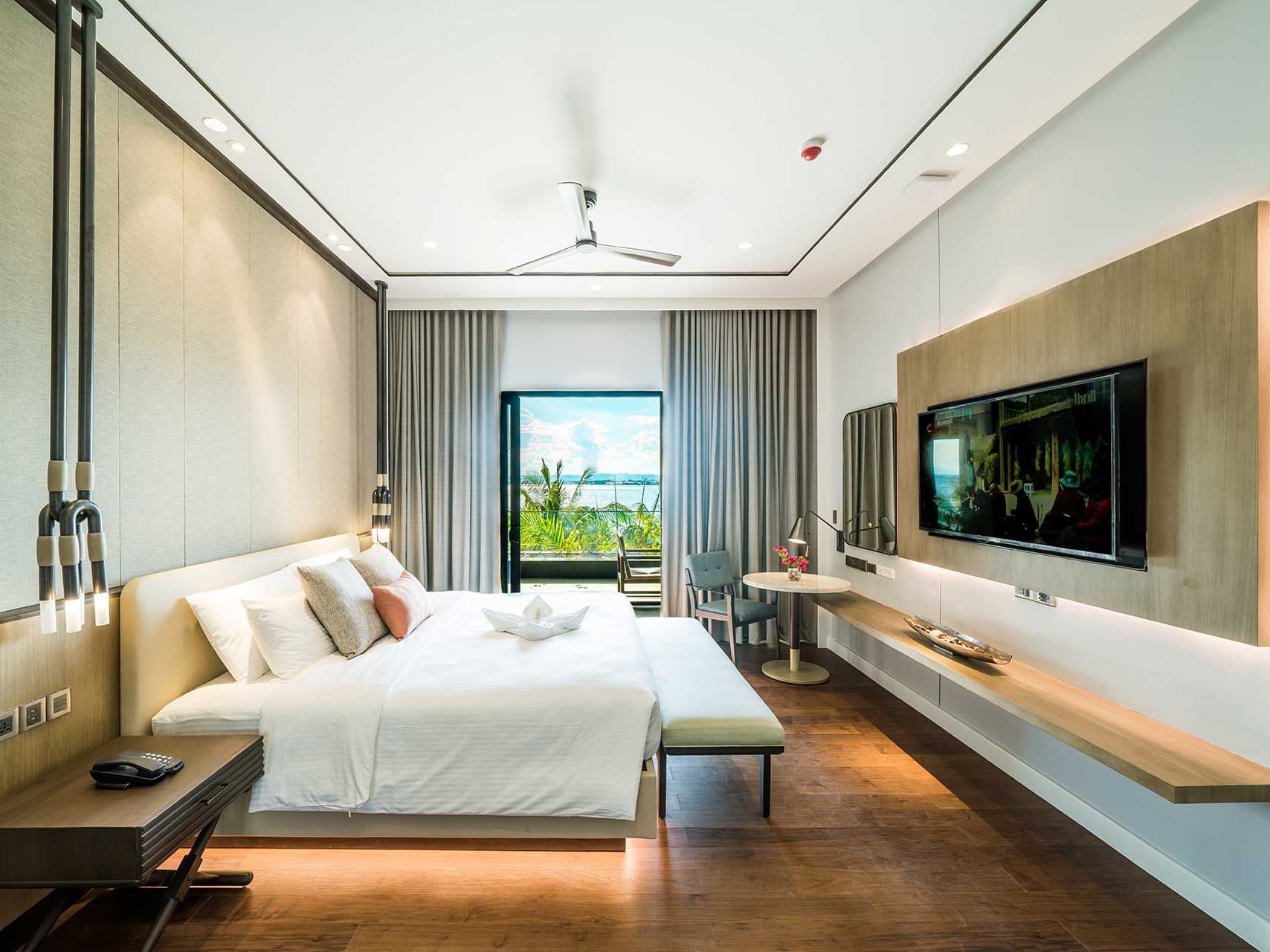 Large bed & TV, Executive Suite with a view at Discovery Samal