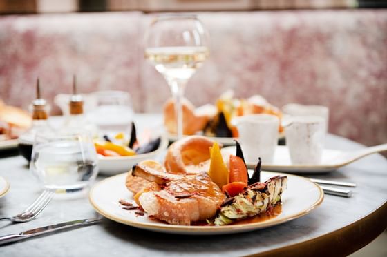 Closeup of a fine dining food plate served at Richmond Hill