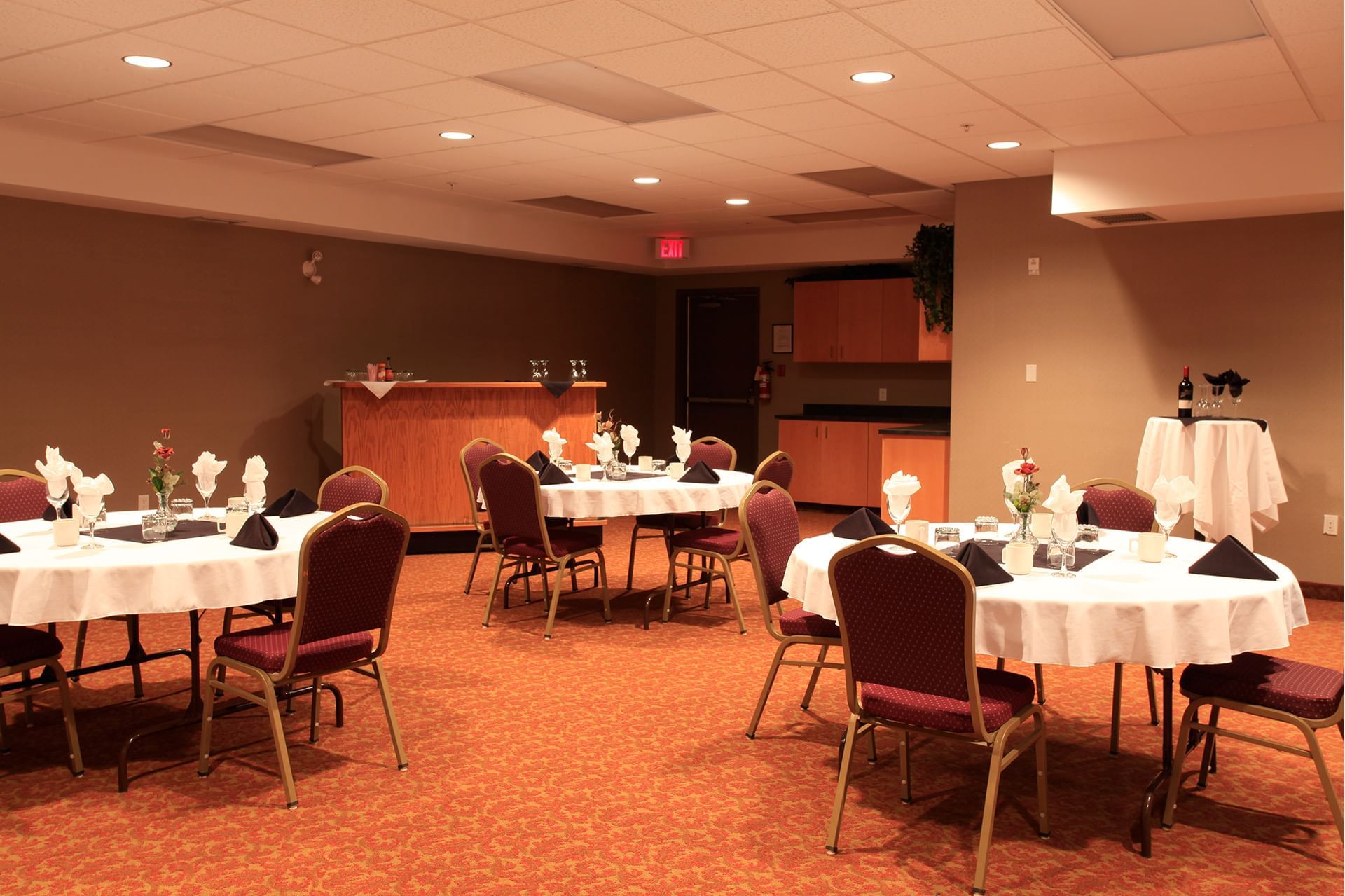 hotel meeting room with round tables