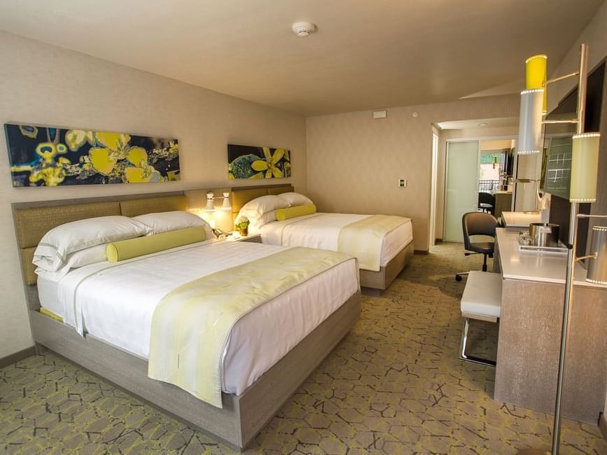 two beds in a hotel room