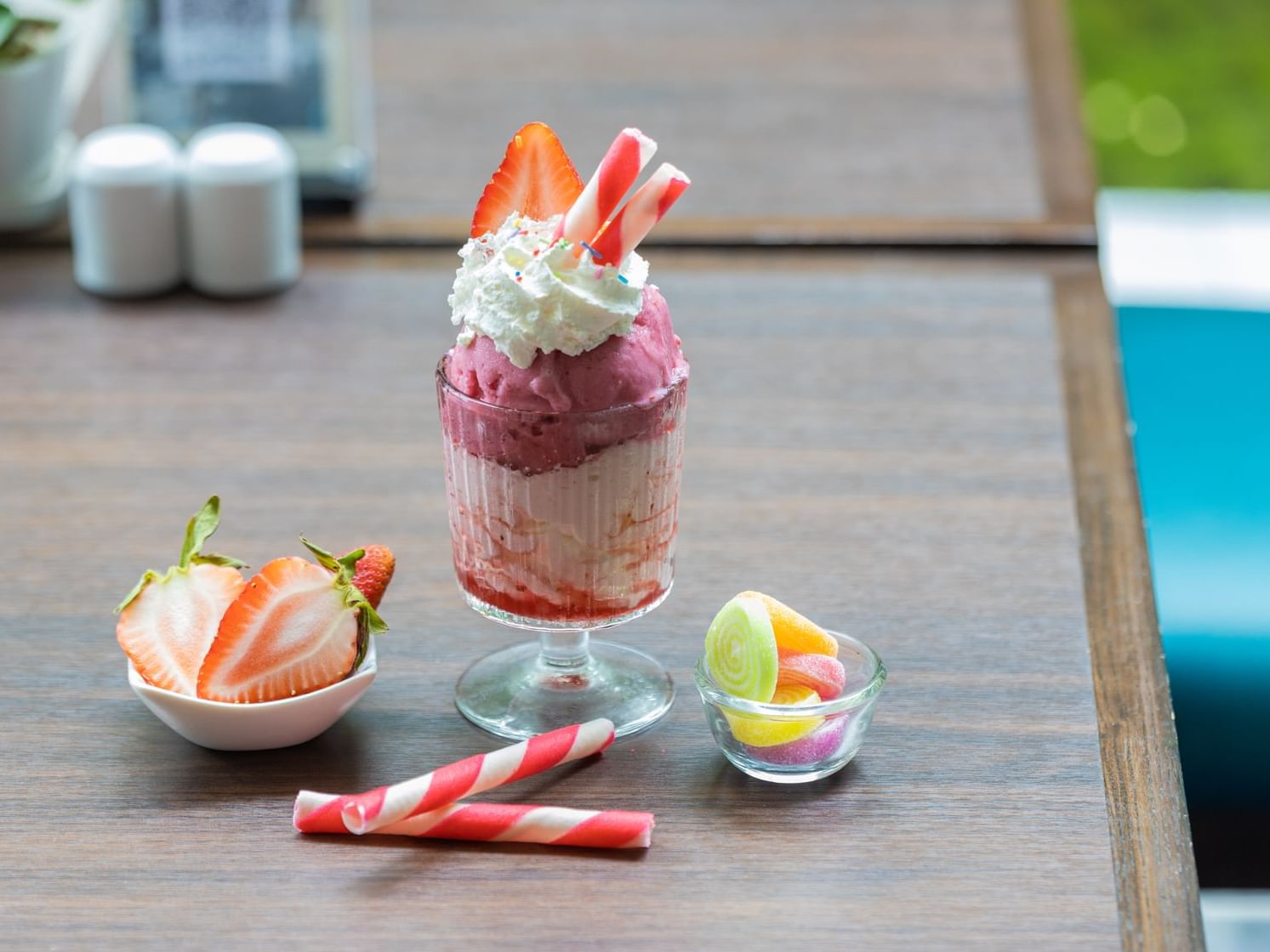 Ice cream & strawberries served at Chatrium Hotels & Residences