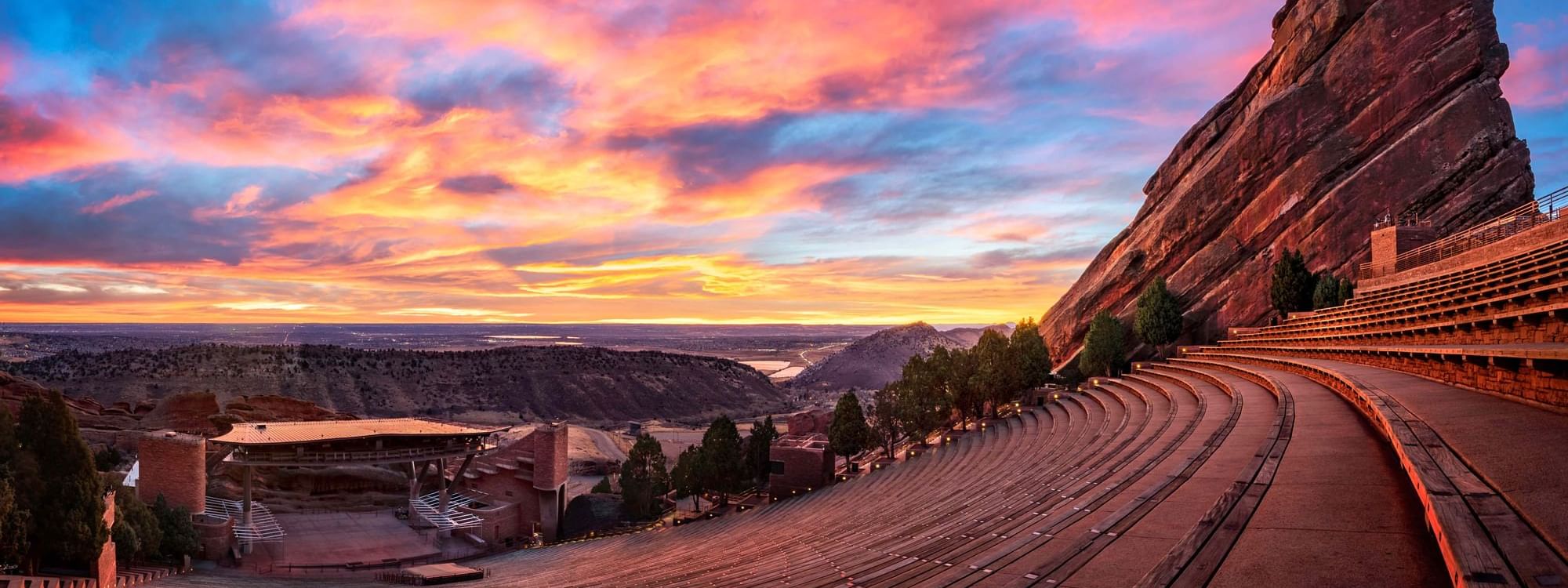 Sunset over Red Rocks Park near Warwick Denver