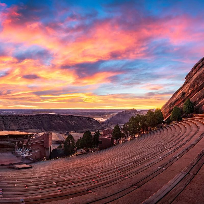 Sunset over Red Rocks Park near Warwick Denver
