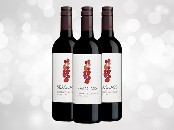 Seaglass Cabernet Sauvignon Bottles on silver background