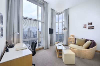 Lounge & workspace area in a room at Hotel Capitol Kuala Lumpur