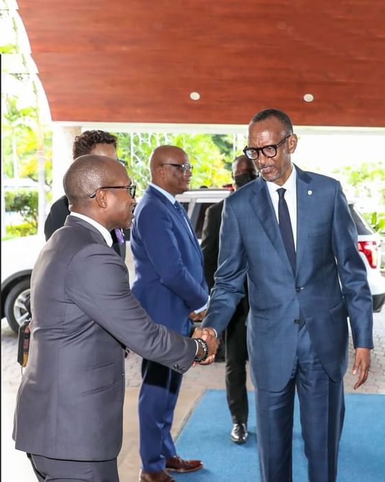 Two gents shaking hands at Jamaica Pegasus Hotel