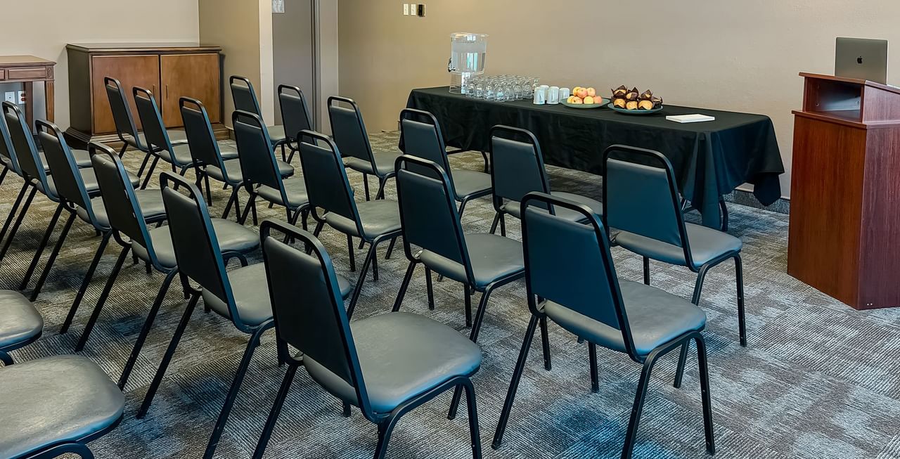 Meeting venue with chairs and refre