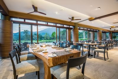 Dining tables in Soi Dao Restaurant at Chatrium Golf Resort