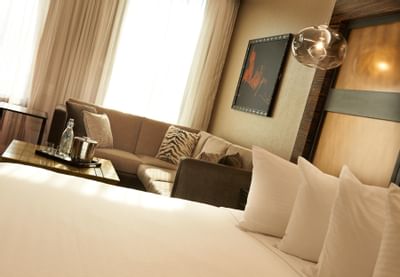Detailed photo of a lush guest bed