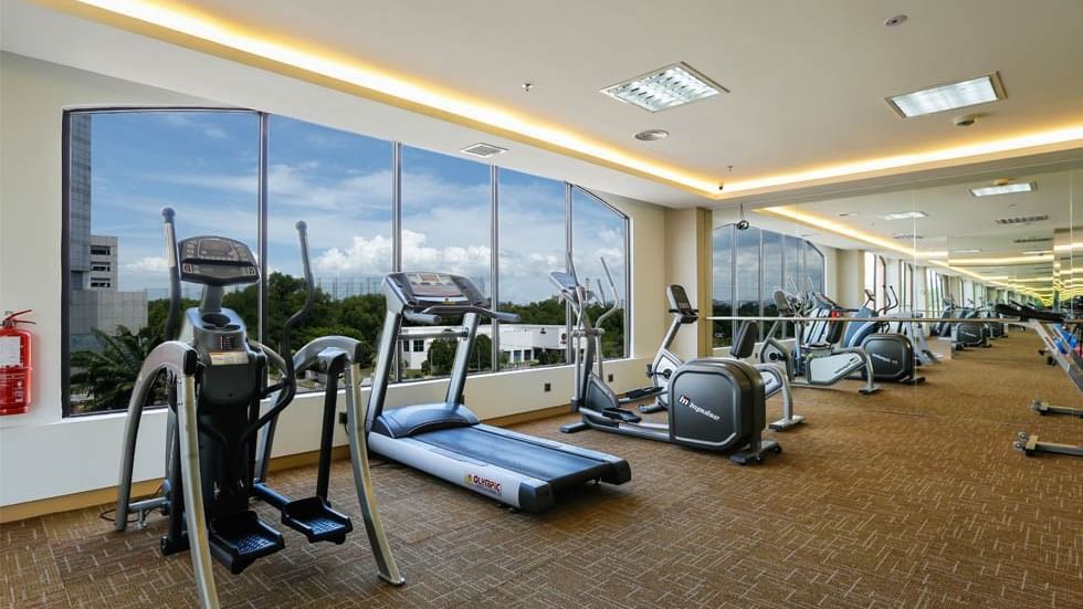 Exercise equipment lined in the Fitness Centre at Sunway Hotel Seberang Jaya