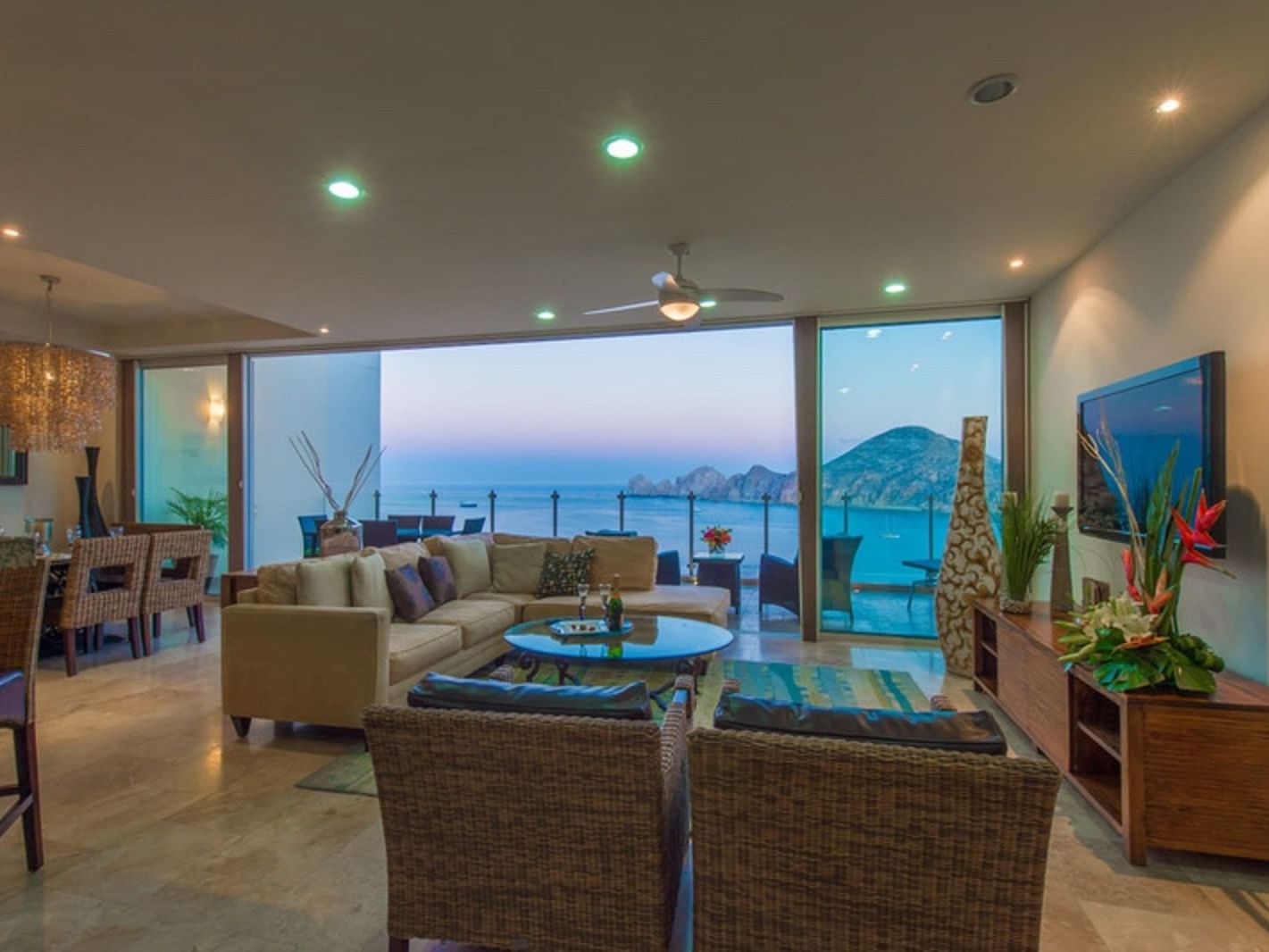 Penthouse Ocean View living room at Cabo Villas Beach Resort