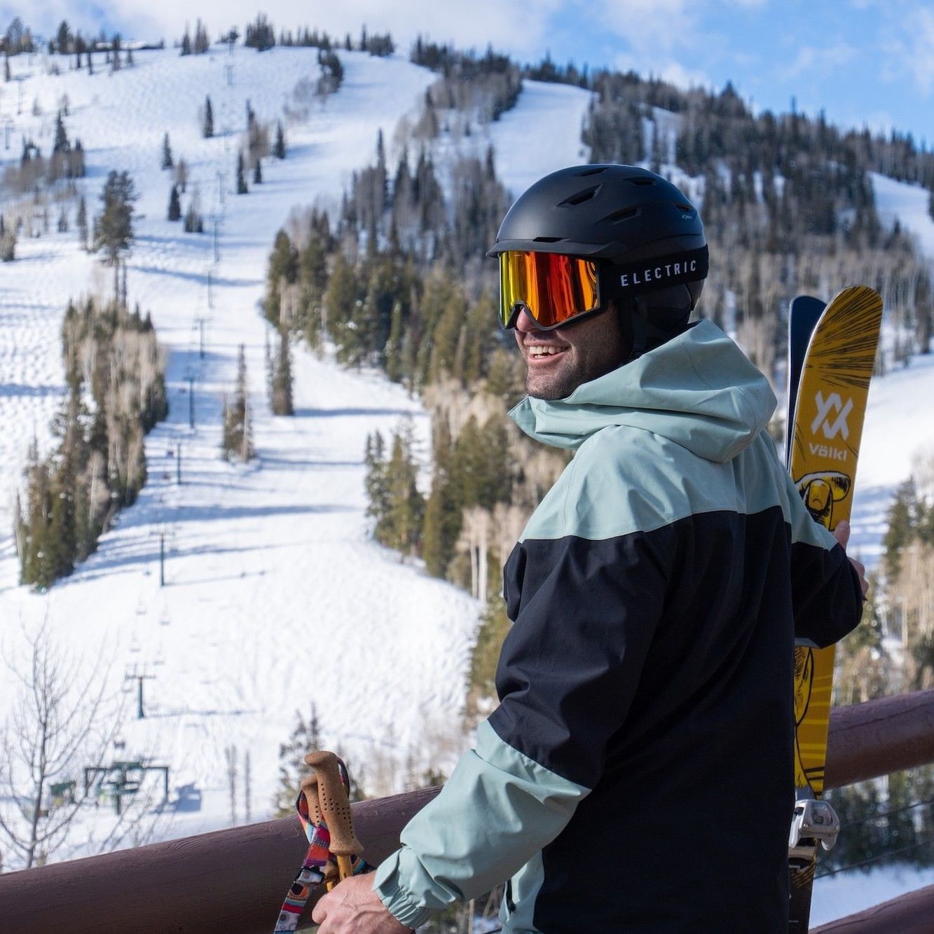 Man overlooking ski slope