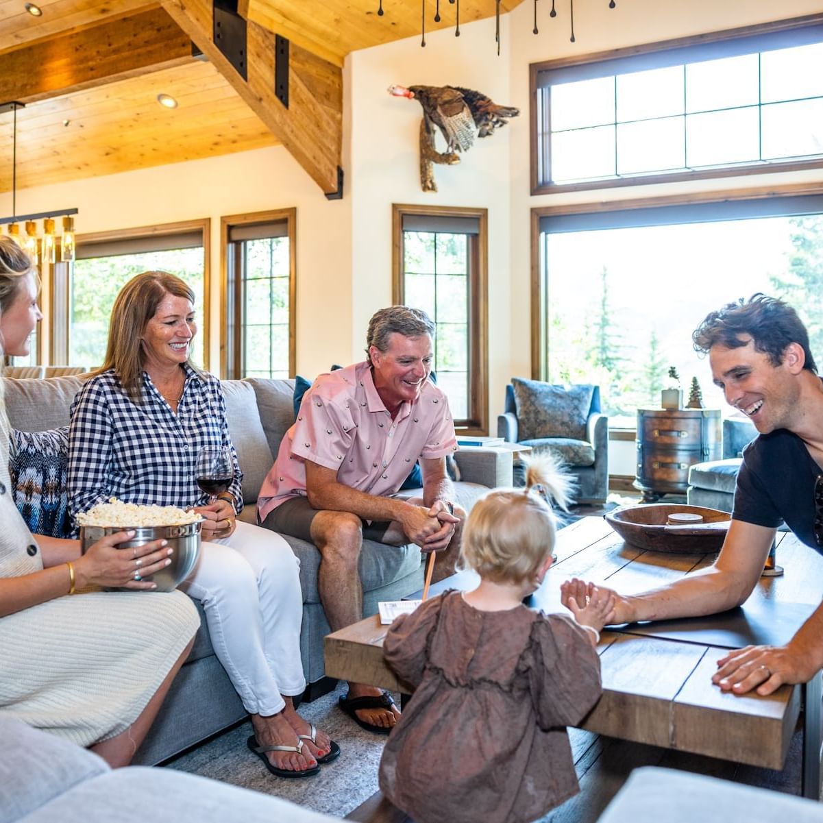 Family together in luxury home