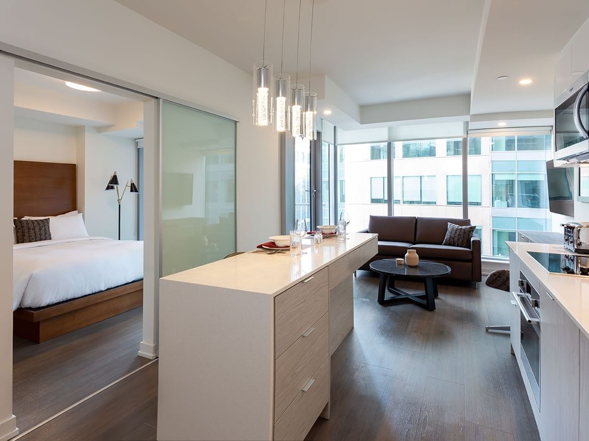 Kitchen area in One-Bedroom Suite at ReStays Ottawa