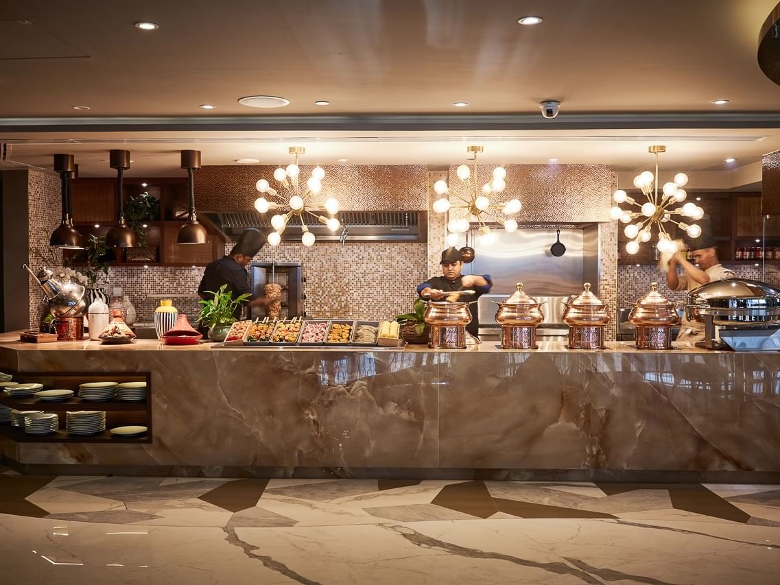 Buffet spread in Stage Restaurant at Paramount Hotel Dubai