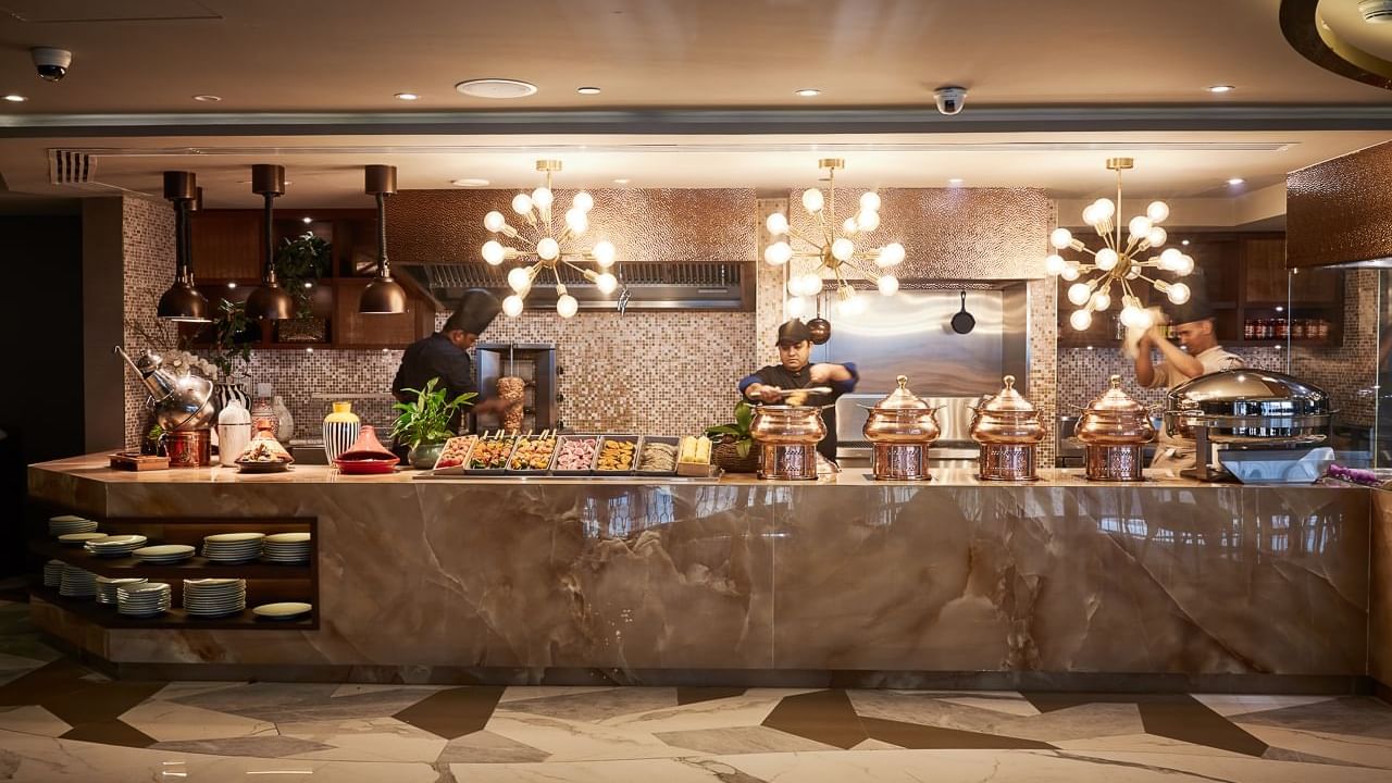 Buffet spread in Stage Restaurant at Paramount Hotel Dubai
