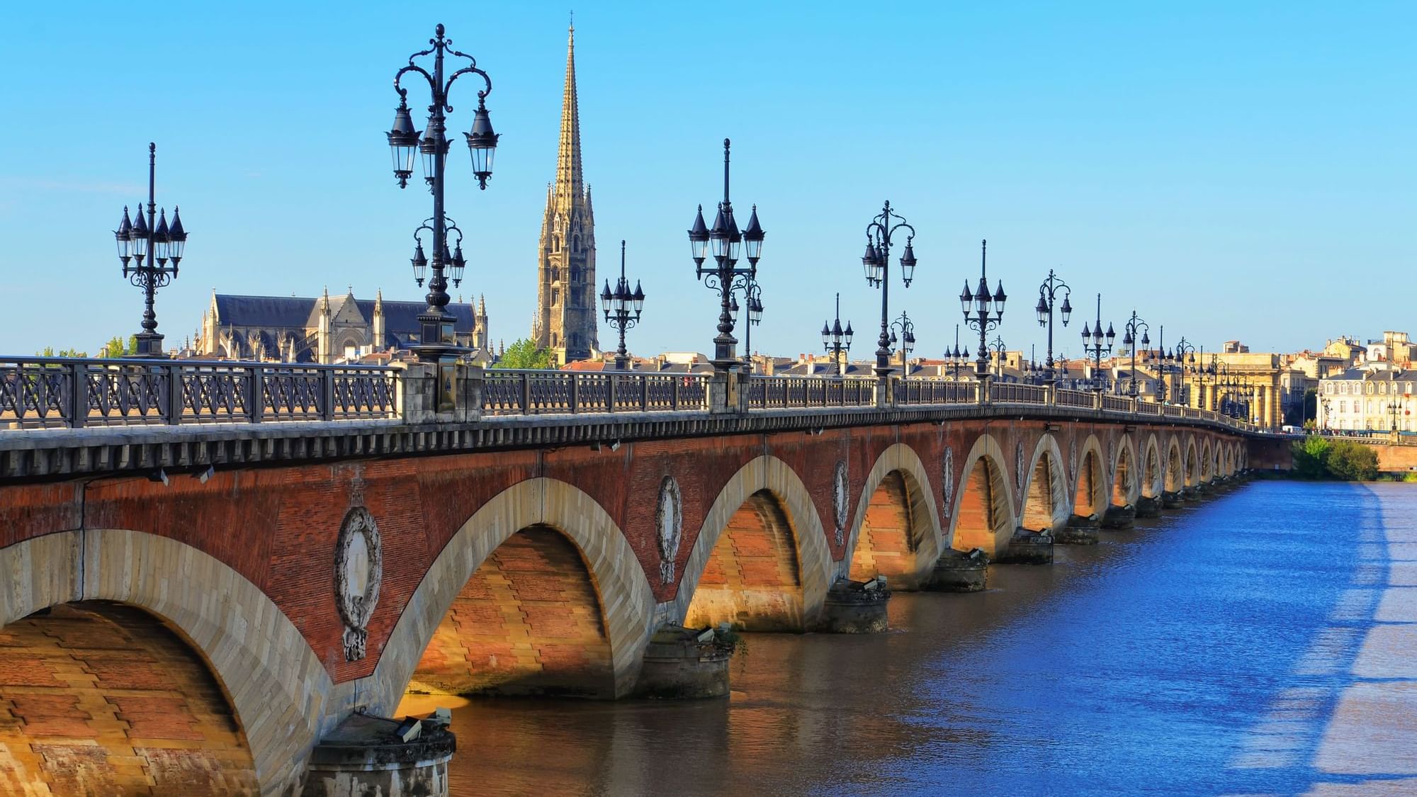 Landscape view of bridge in Bordeaux near The Originals Hotels