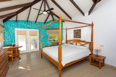 Bedroom arrangement in Indigo Rooms at True Blue Bay Hotel
