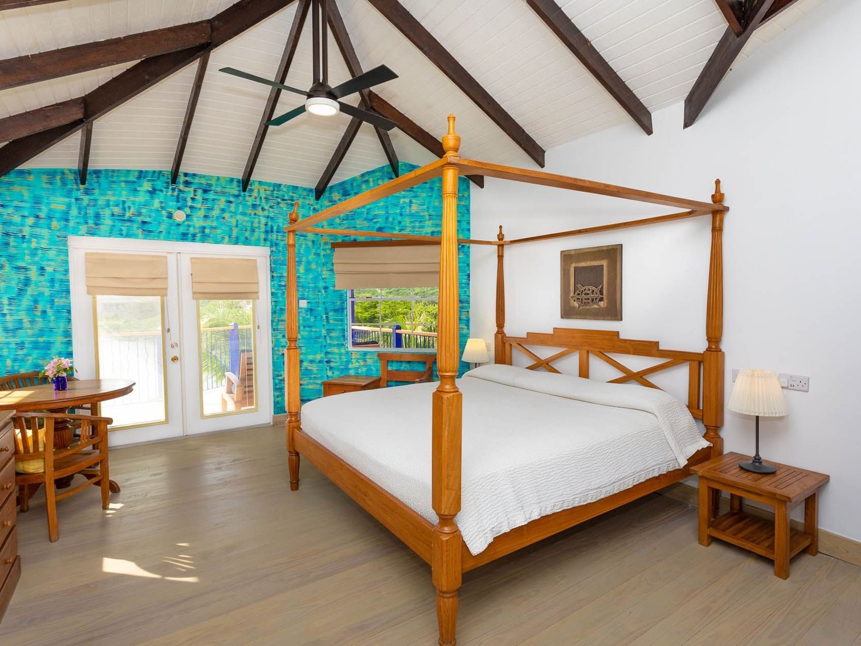 Bedroom arrangement in Indigo Rooms at True Blue Bay Hotel