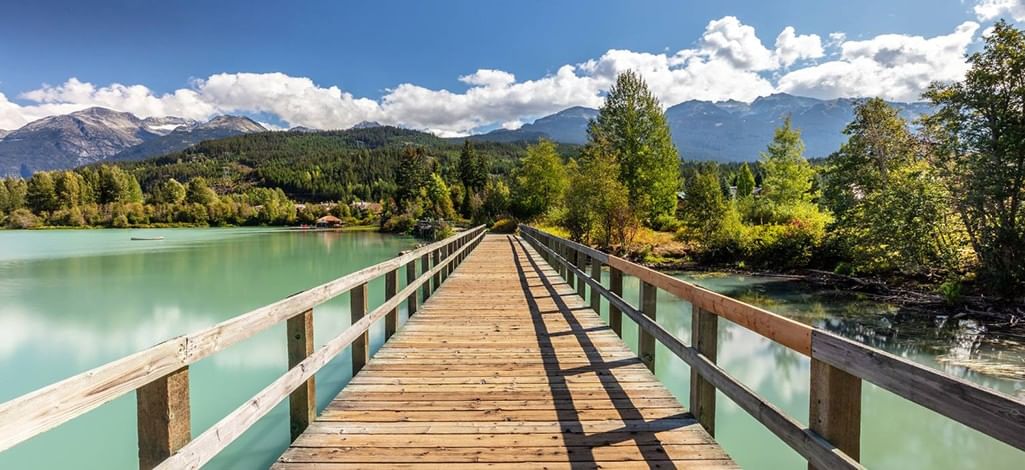 Bridge over Green Lake in Whistler on a sunny day